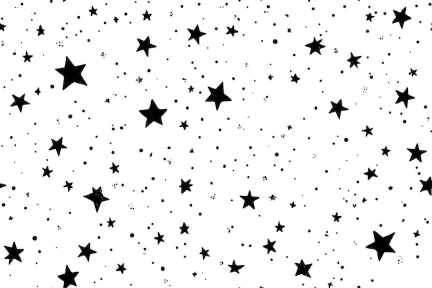 Vector minimalist handdrawn star pattern black and white night sky