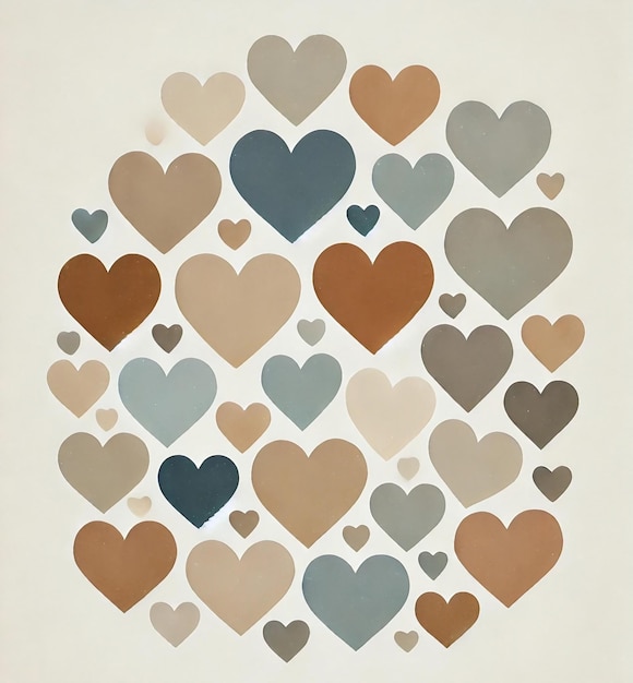 Minimalist heart shapes in earthy tones