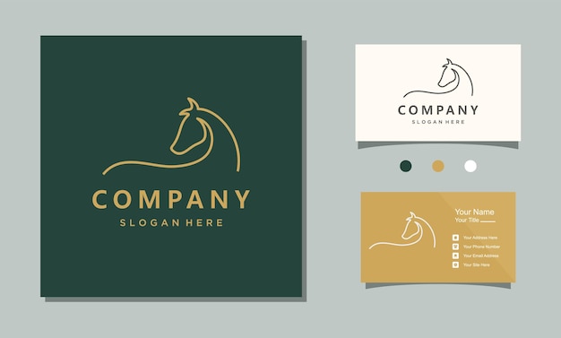 Minimalist horse line art logo design vector icon template