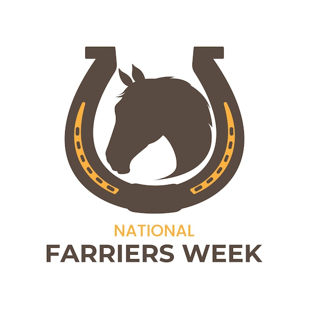 Minimalist Horse logo isolated on white background Vector illustration for National Farriers Week