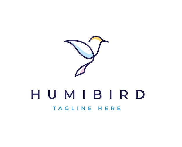 Minimalist hummingbird logo with clean and pastel color design