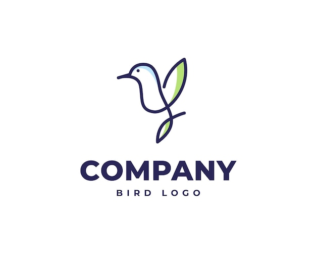 Vector minimalist hummingbird logo with clean and pastel color design