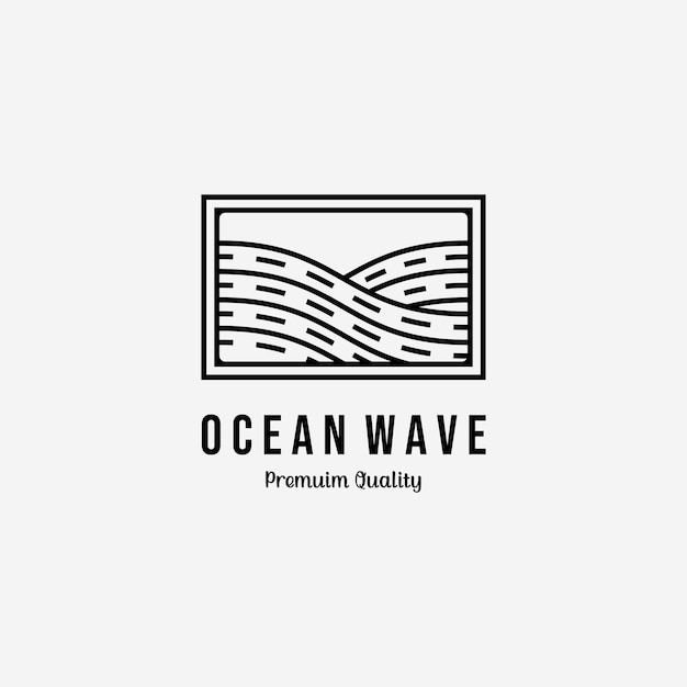 Minimalist Idea of Wave Logo Vector Illustration Design of Line Art Ocean Logo