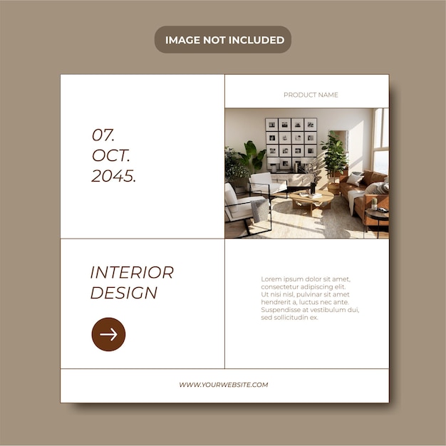 Minimalist interior design social media template