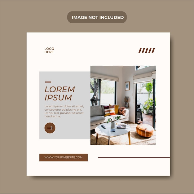 Minimalist interior design social media template