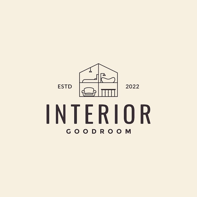 Minimalist interior parts hipster logo design