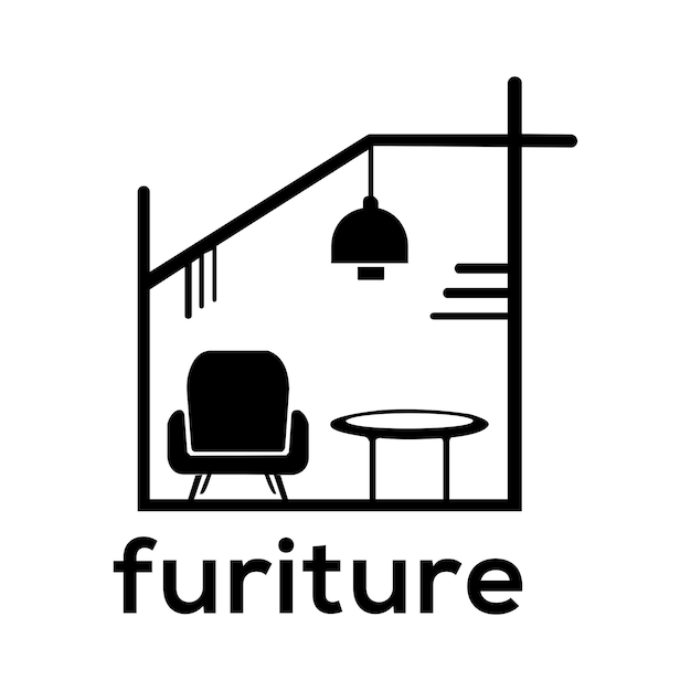 Minimalist interior room abstract furniture logo design for your business company identity