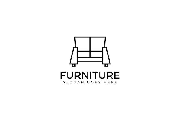 Minimalist interior sofa lines logo design vector icon symbol illustration