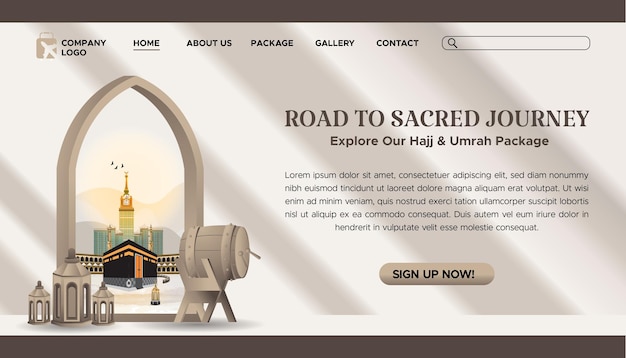 Minimalist Islamic Landing Page with Kaaba View