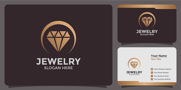 Minimalist jewelry logo design and branding card template