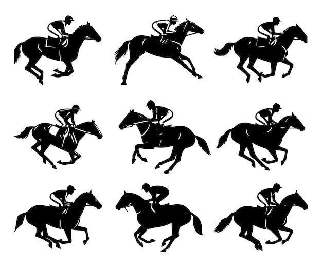 Minimalist Jockey Race Silhouettes Collection