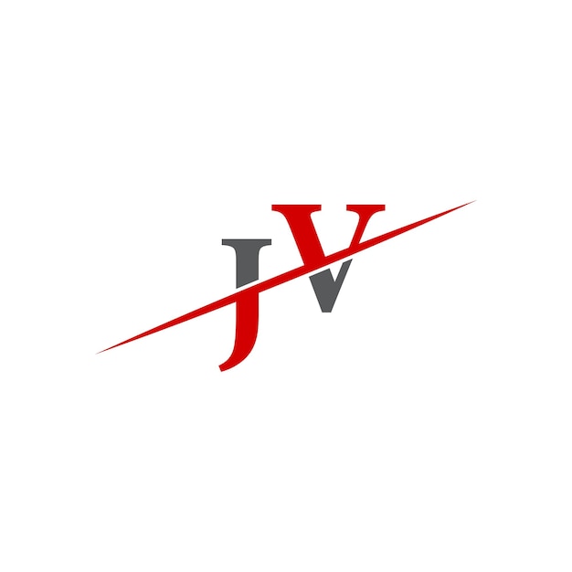 Vector minimalist jv logo with dynamic diagonal line