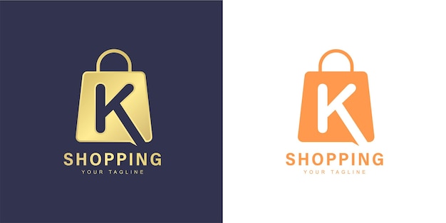 Minimalist K letter logo with  shopping  and  online store  concept