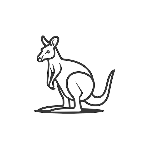 Vector minimalist kangaroo line art icon logo symbol