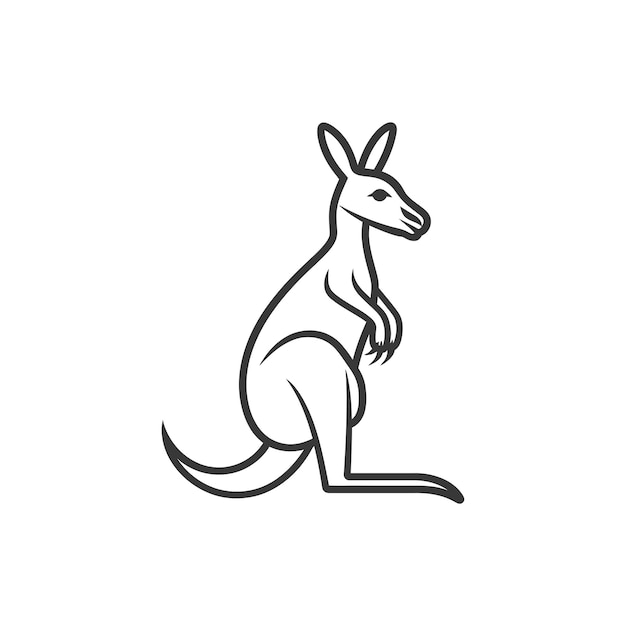 minimalist kangaroo line art icon logo symbol