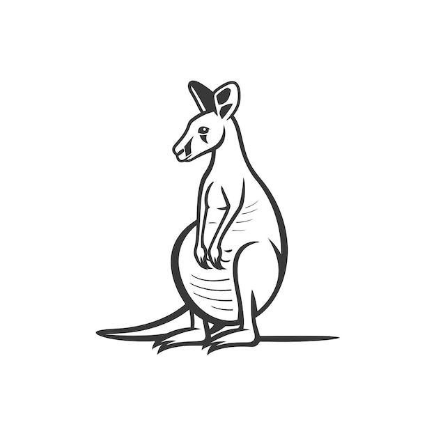 minimalist kangaroo line art icon logo symbol