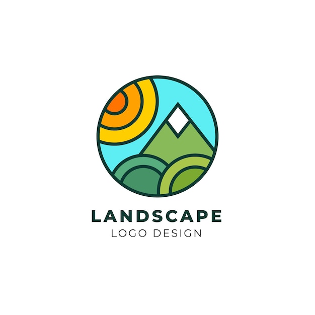 Minimalist landscape mountain logo design