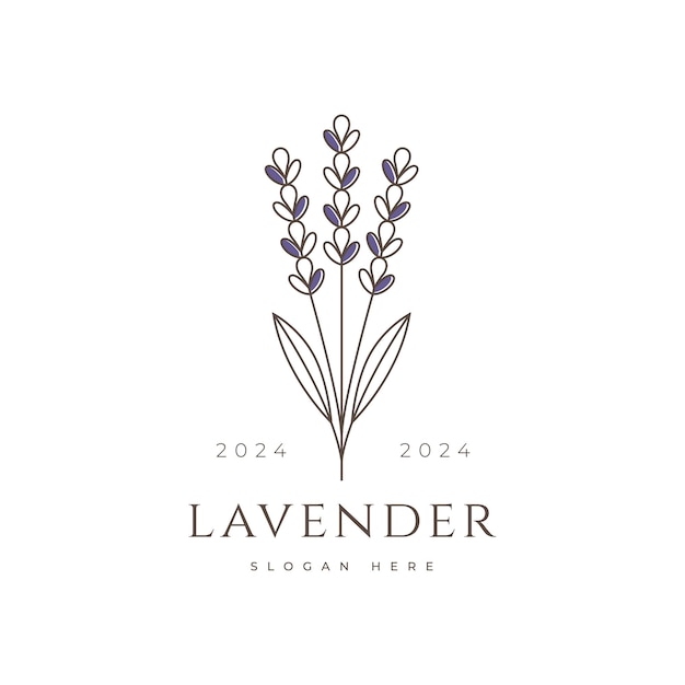 Vector minimalist lavender flower logo botanical logo design graphic vector