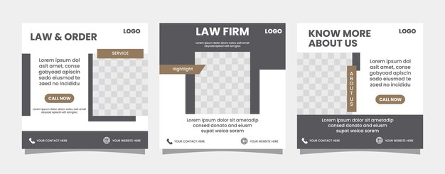 Vector minimalist law firm service and law consultation social media post design template