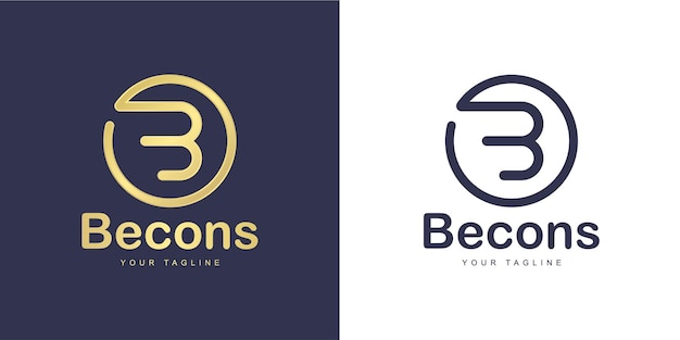 Minimalist letter B logo with "circle shape" and "golden" concept