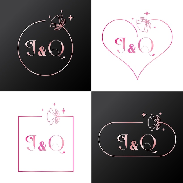 Vector minimalist letter j and q modern monogram set