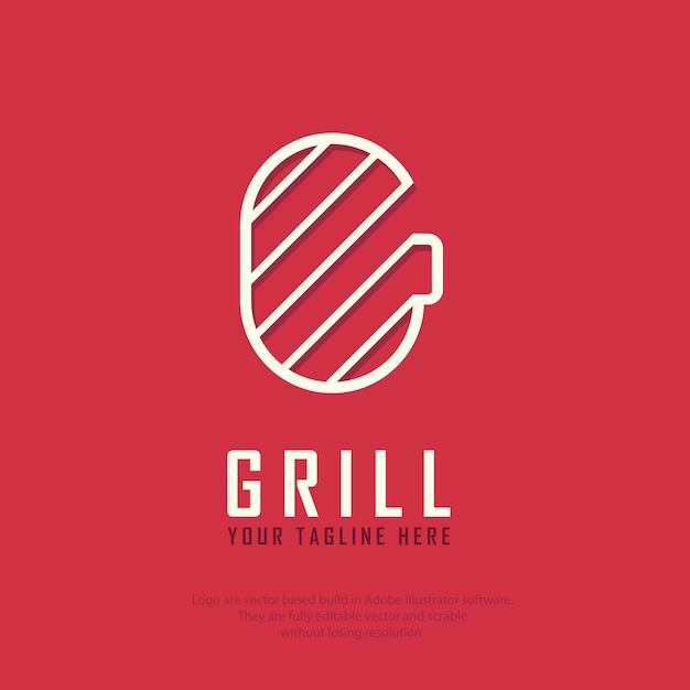 Minimalist and Line art combining Letter G with Grill in a seamless design suitable for many creati