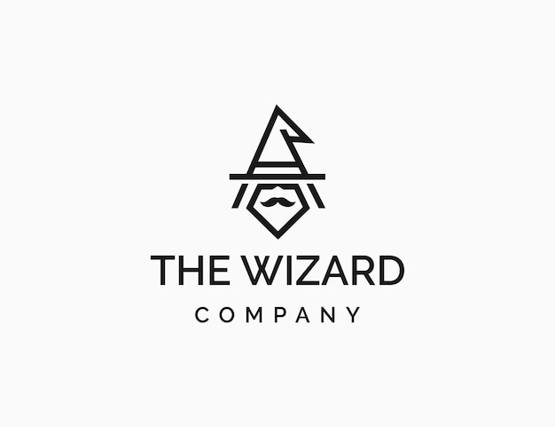 Minimalist line art wizard logo