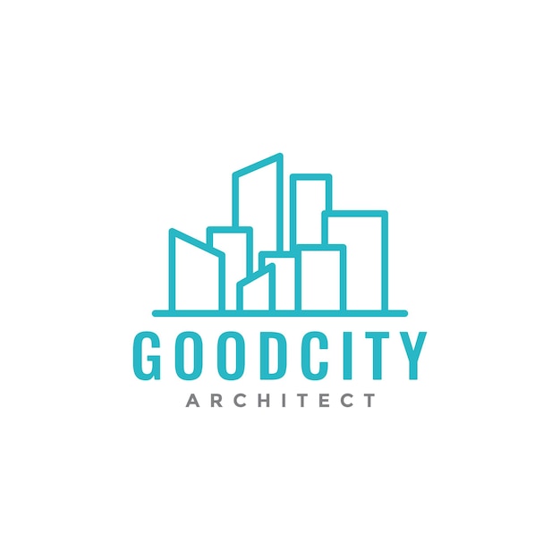 Minimalist line city full of buildings logo design vector graphic symbol icon illustration creative idea