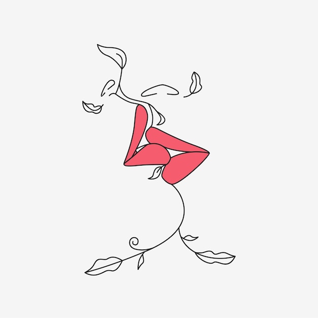 Minimalist lips kissing in line art style 4