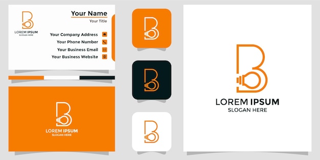 Minimalist logo B combination of light bulb and branding card