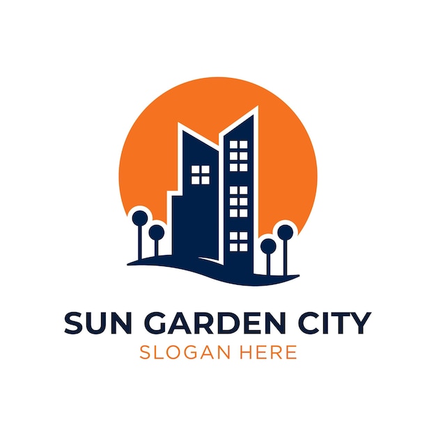 Minimalist logo concept for sun garden city