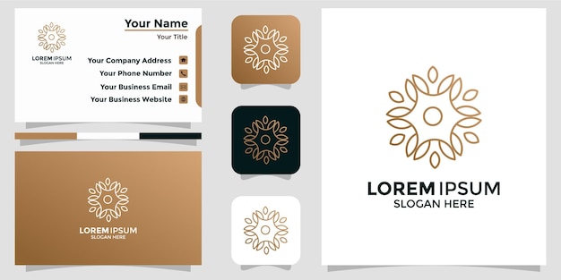 Minimalist logo design flower and branding card