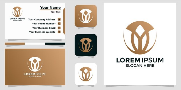 Minimalist logo design lotus flower and branding card