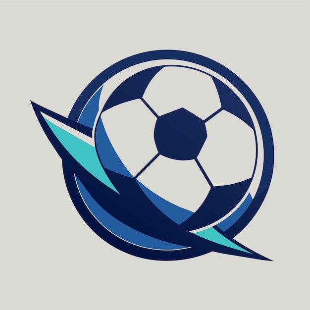 A minimalist logo featuring a blue and white color scheme with a soccer ball design A sleek illustration of a soccer ball minimalist simple modern vector logo design