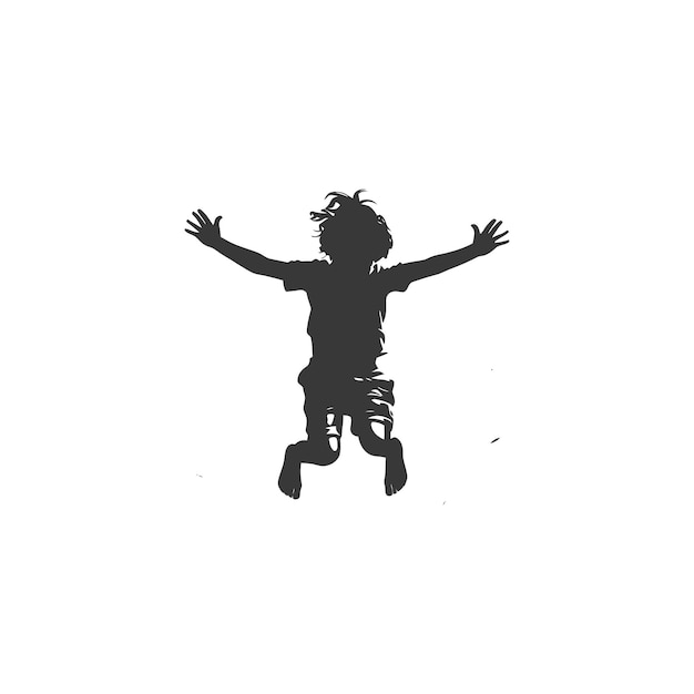 minimalist logo or symbol for flying little boy black color only