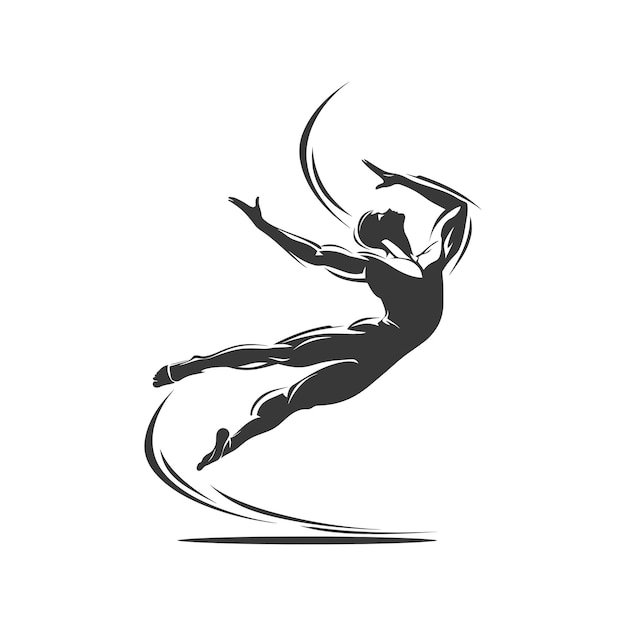 minimalist logo or symbol for gymnast athlete man black color only