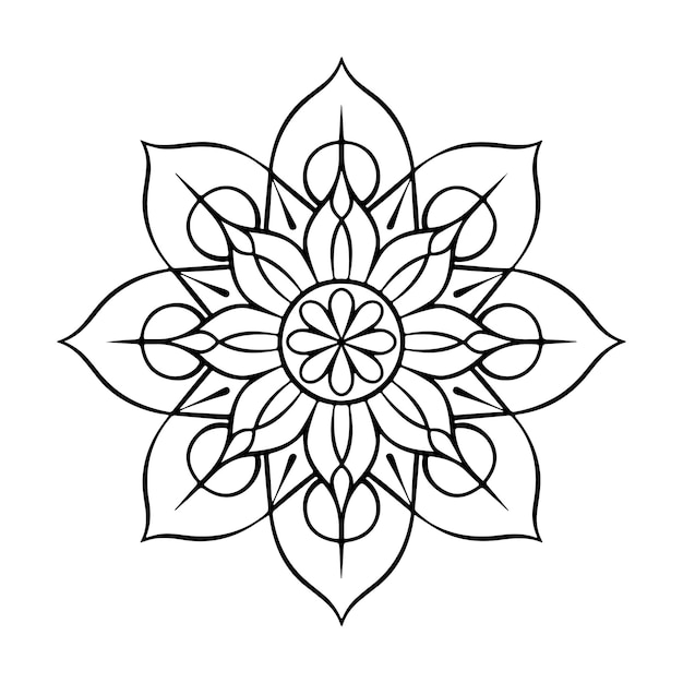 Minimalist Mandala with Symmetrical Patterns and Bold Lines for Meditative Coloring Book Page Adults