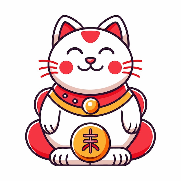 Vector minimalist maneki neko outline drawings for japanese lucky charm designs