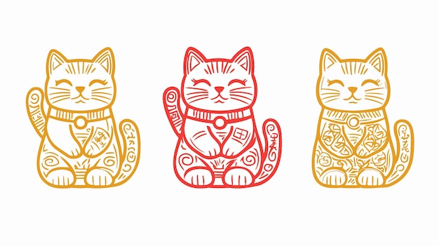 Vector minimalist maneki neko outline professional collection