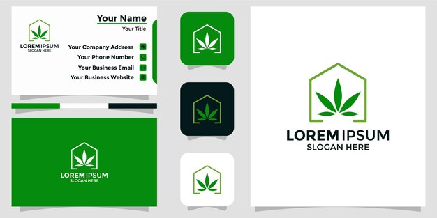 Minimalist marijuana logo and branding card