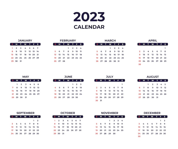 Vector minimalist modern 2023 calendar design template