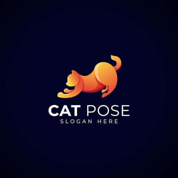 Minimalist modern colorful gradient Kitty cute Cat pet Premium Vector logo illustration