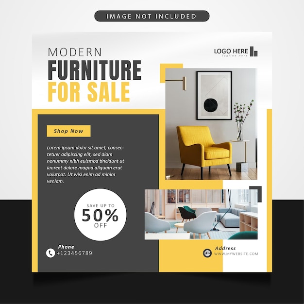 Minimalist modern furniture social media promotion template design