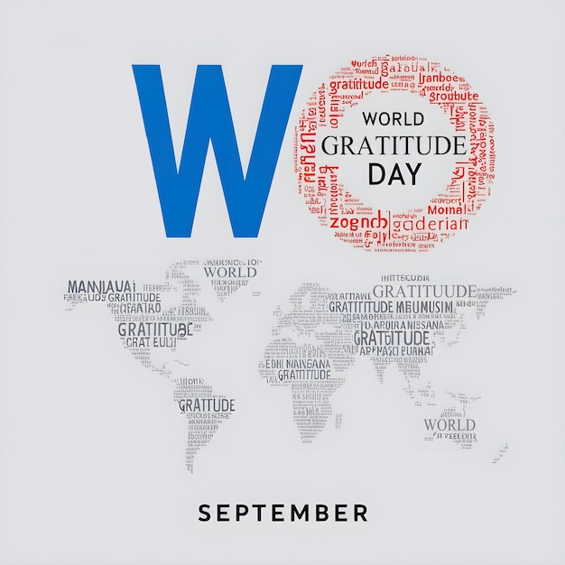 Vector minimalist and modern graphic design world gratitude day light gray with a subtle world map