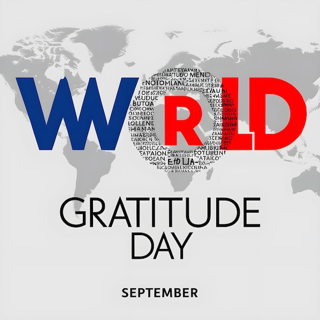 Vector minimalist and modern graphic design world gratitude day light gray with a subtle world map