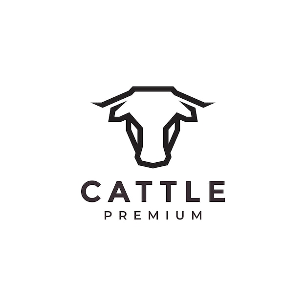 Minimalist modern head cow cattle logo