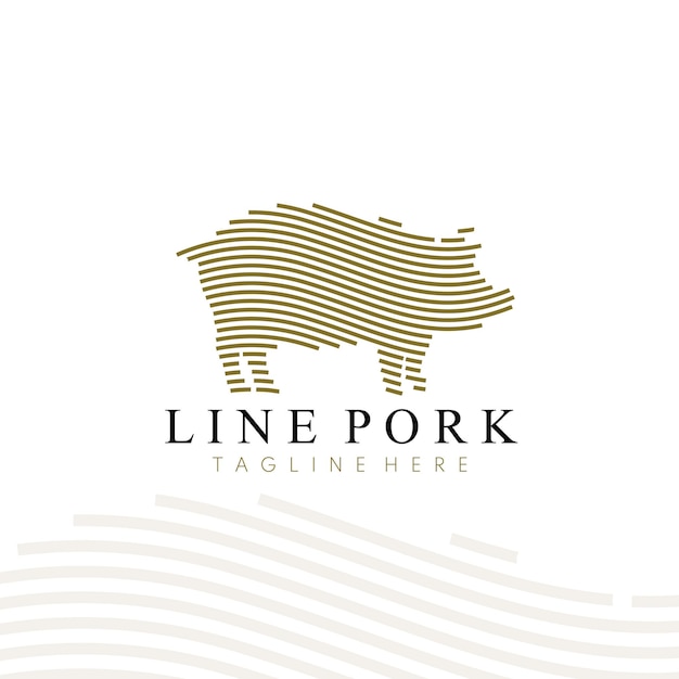 minimalist modern pork logo with simple line art design style