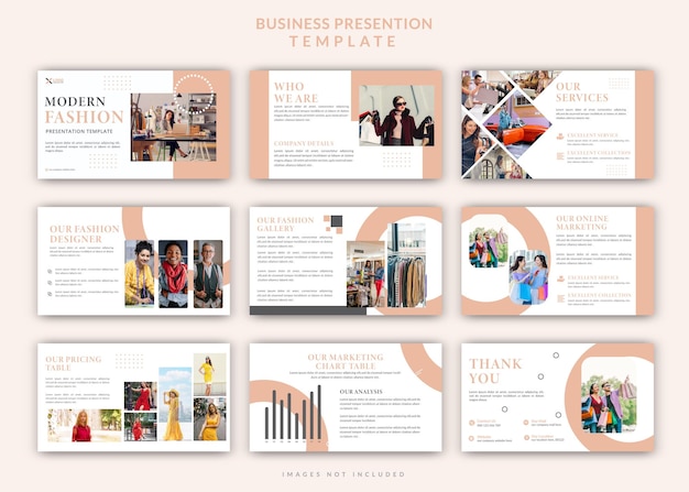 Minimalist modern powerpoint editable presentation template set of fashion slid design