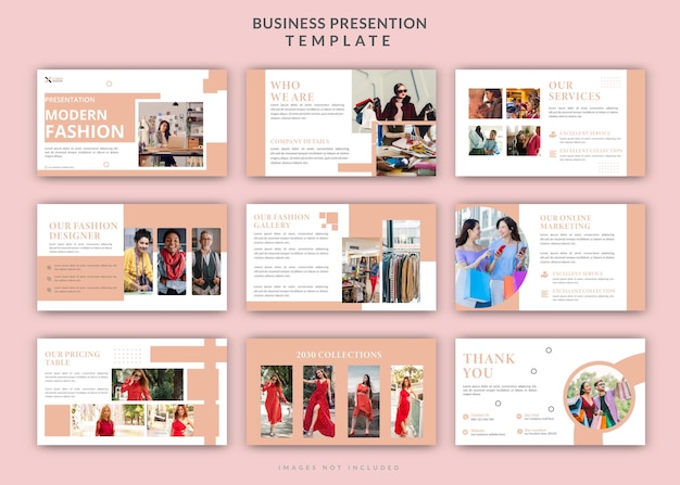 Minimalist modern powerpoint editable presentation template set of fashion slid design