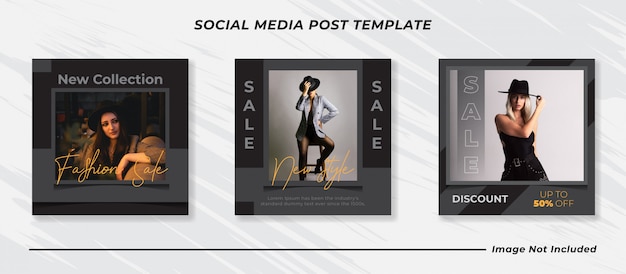 Minimalist modern sale social media post template set